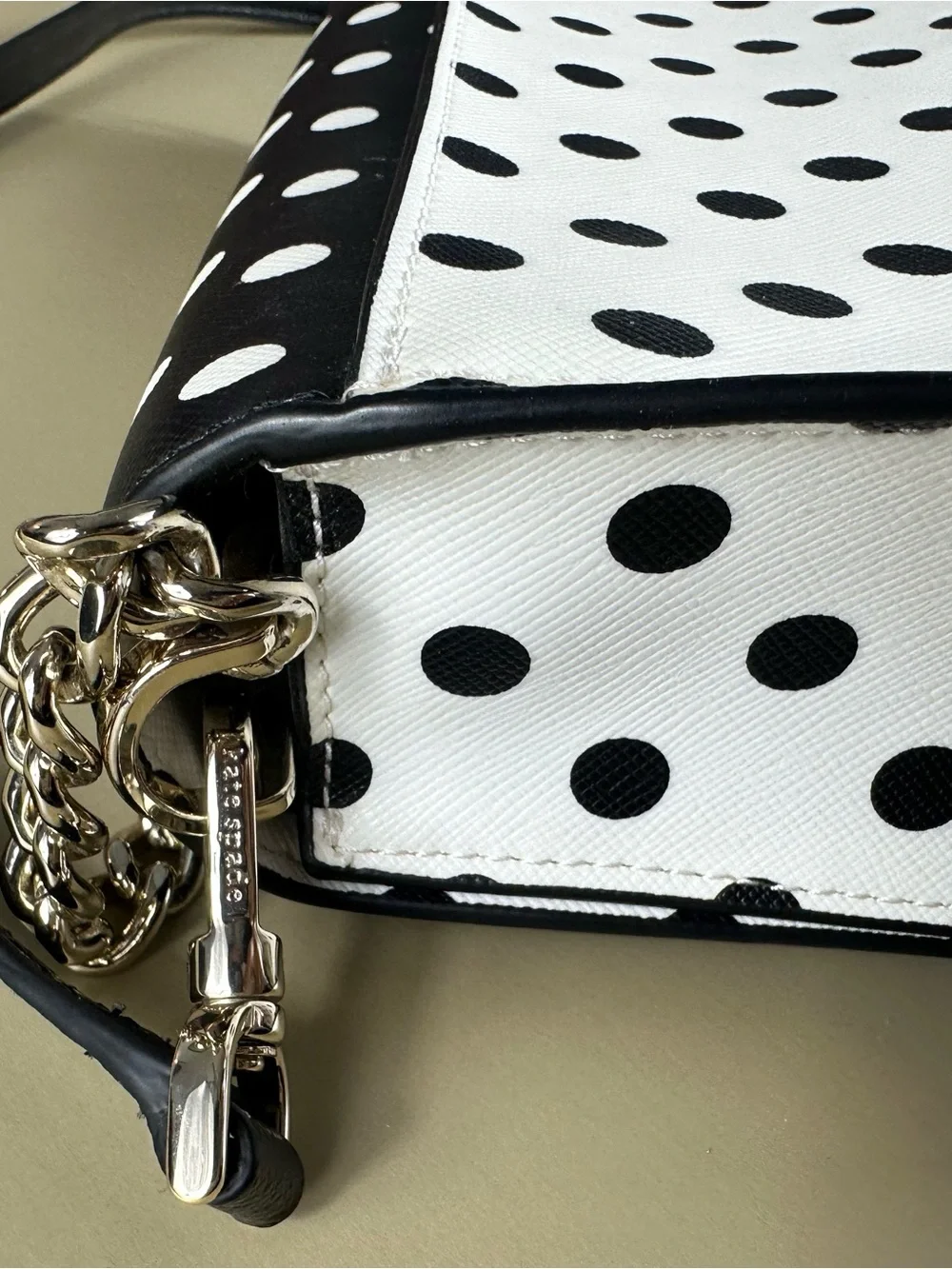 kate spade Black & White Polka Dot Chain Shoulder Bag